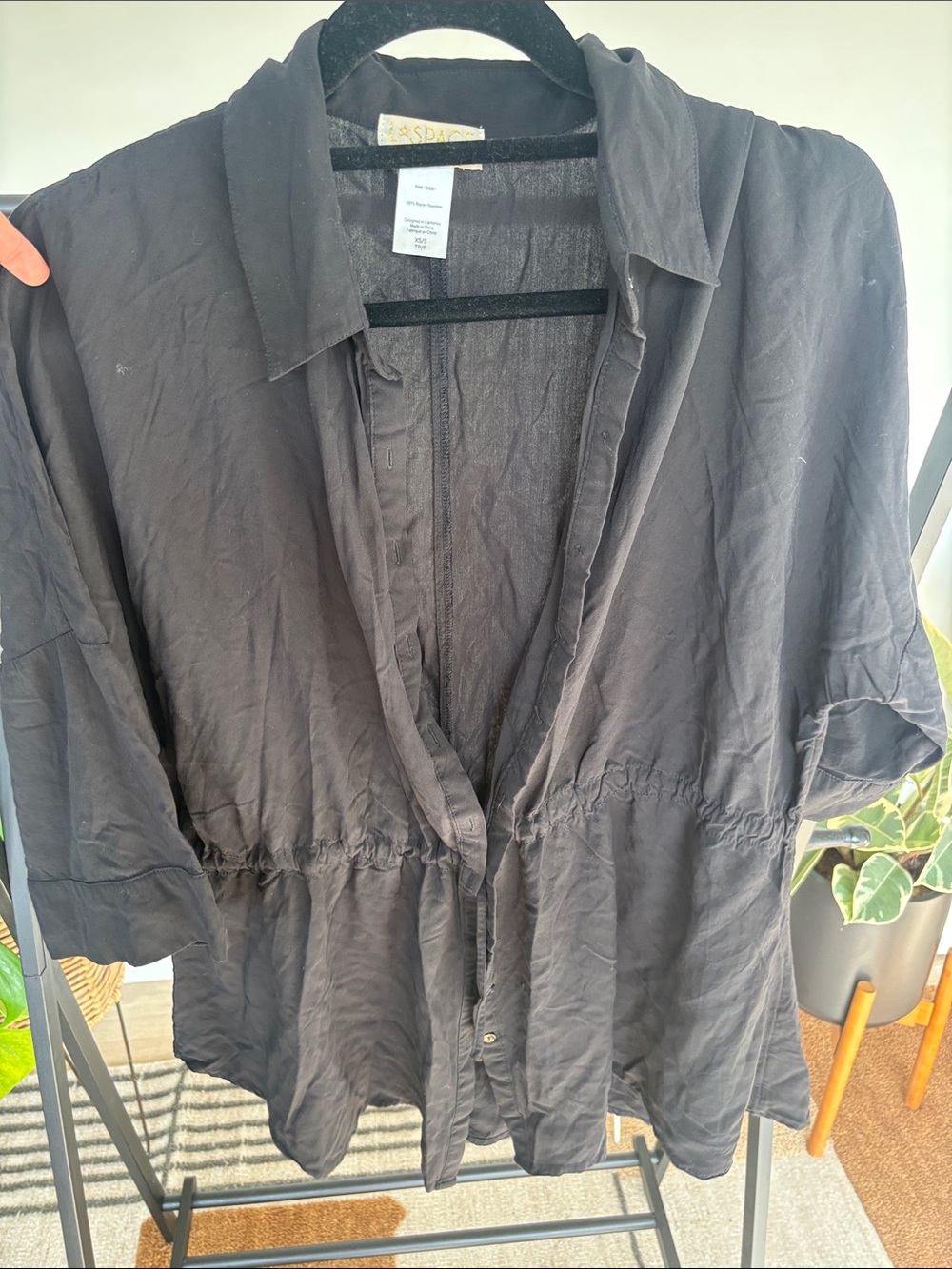 Lspace Black Button-Front women’s swim coverup